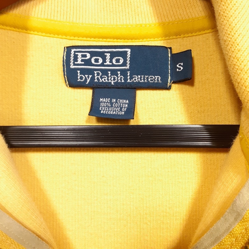Vintage Mens Polo Ralph Lauren  1/4 Zip Pullover Sweater Sz.S/Yellow/Blue Pony - Picture 3 of 10